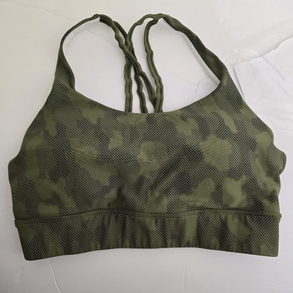 WODBOTTOM size Large Camo discontinued Sports Bra Green‎ Removeable Padding